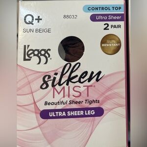Leggs silken mist no-roll waistband control top pantyhose, size: Q+
